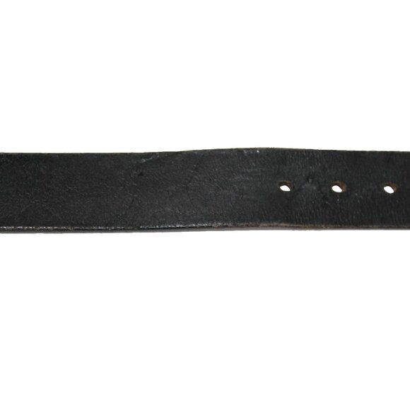 Tanner Goods Black Leather Belt Silver Buckle Size 36 Made In USA Western Rodeo - Picture 8 of 12